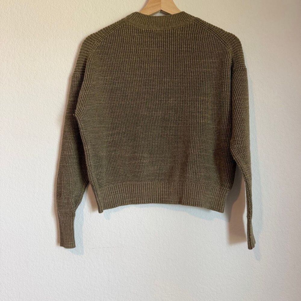 Buck Mason Olive Green Seafarer Shrunken Crew Neck Pullover Sweater Women's XS - Picture 4 of 7